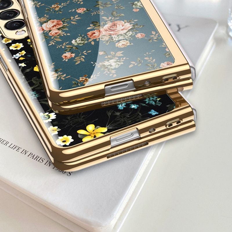 Deksel Til Samsung Galaxy Z Fold 3 5G Herdet Glass Med Blomster