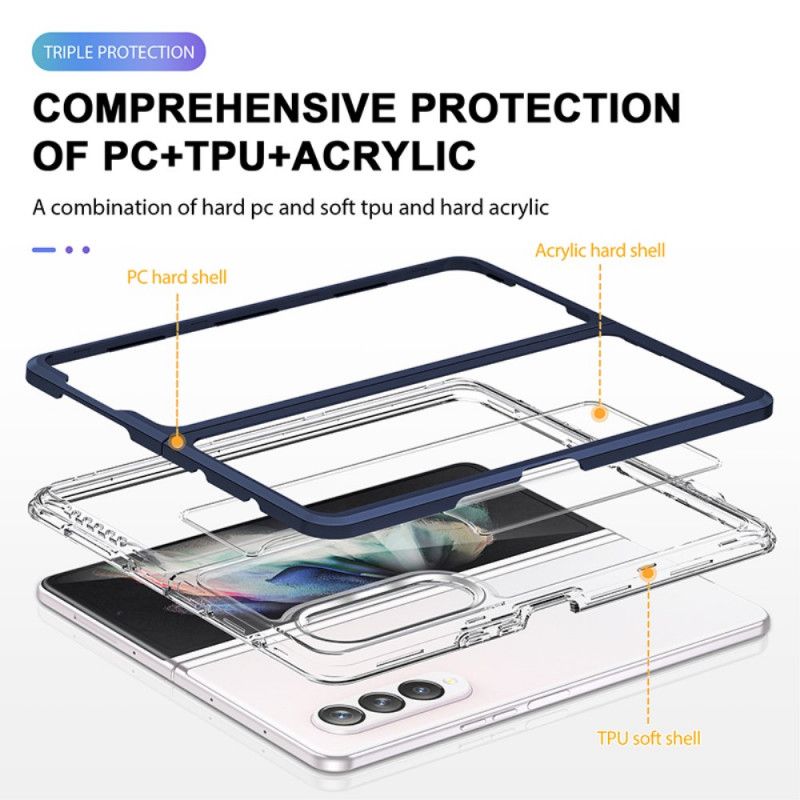 Deksel Til Samsung Galaxy Z Fold 3 5G Hybrid Transparente Fargede Kanter