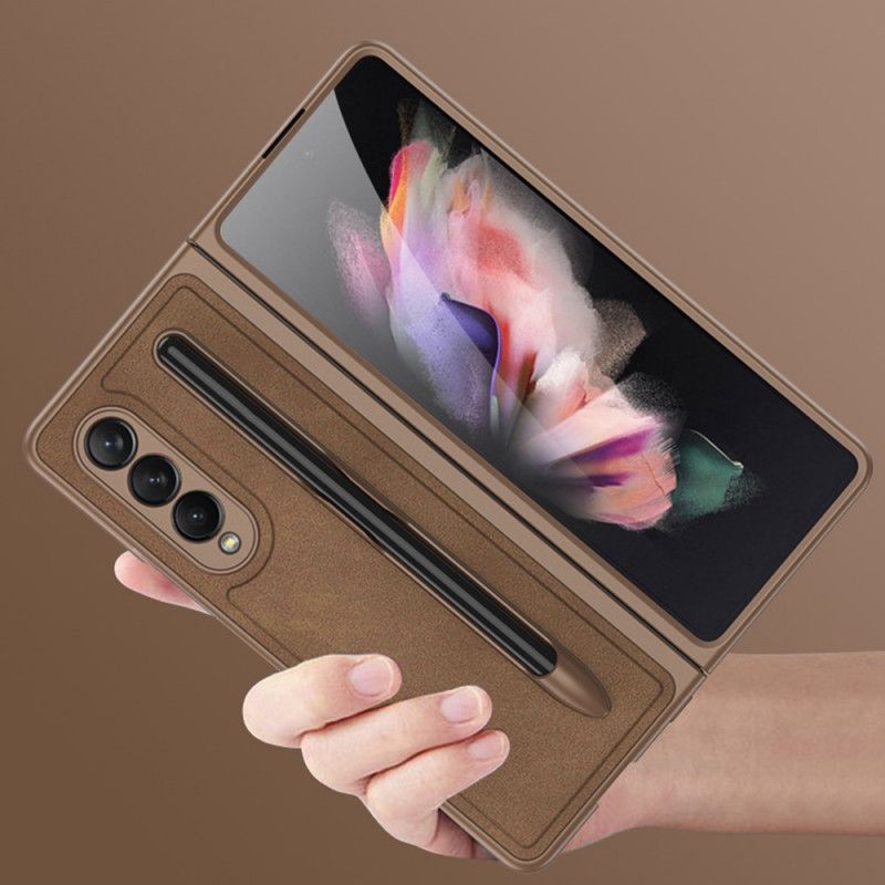 Deksel Til Samsung Galaxy Z Fold 3 5G Litchi Leather Gkk Stylus Holder