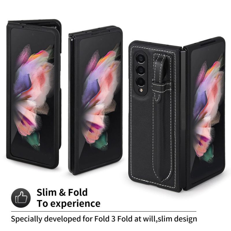 Deksel Til Samsung Galaxy Z Fold 3 5G Stylusholder I Ekte Skinn