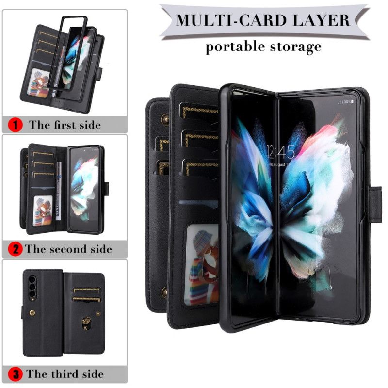 Folio Deksel Til Samsung Galaxy Z Fold 3 5G Multi-funksjon Business Wallet