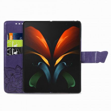 Folio Deksel Til Samsung Galaxy Z Fold 3 5G Sommerfugldesign Med Snor