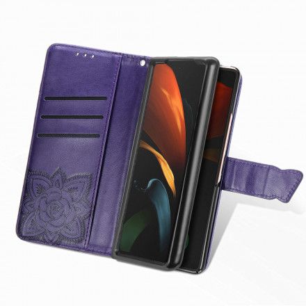 Folio Deksel Til Samsung Galaxy Z Fold 3 5G Sommerfugldesign Med Snor