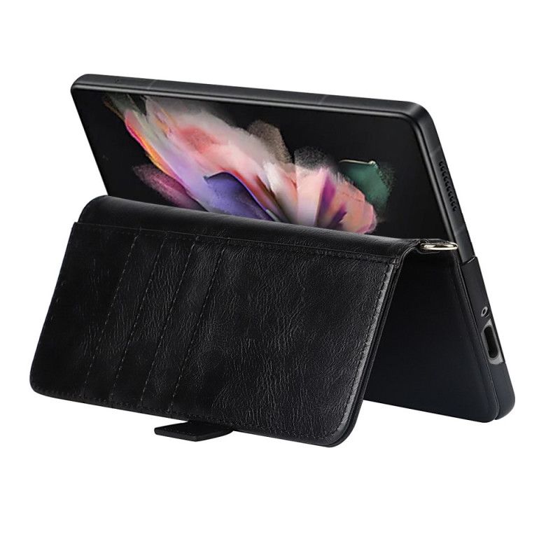 Lærdeksel Til Samsung Galaxy Z Fold 3 5G Folio Deksel Dobbel Pennholder