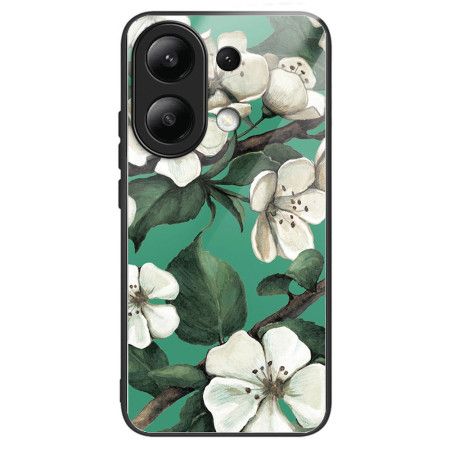 Deksel Til Xiaomi Redmi Note 13 4g Hvite Blomster Av Herdet Glass