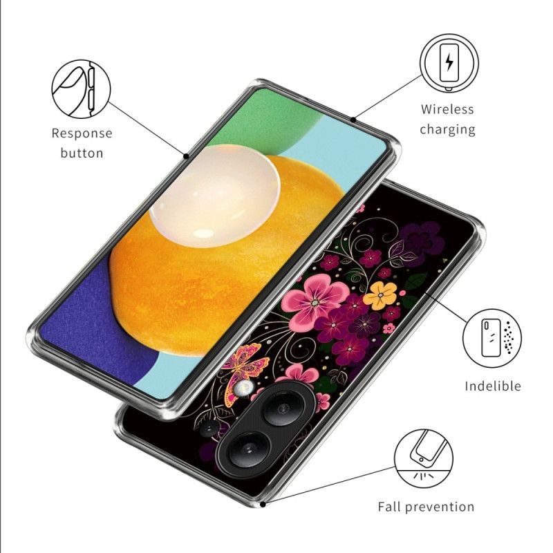 Deksel Xiaomi Redmi Note 13 4g Blomster Og Sommerfugler