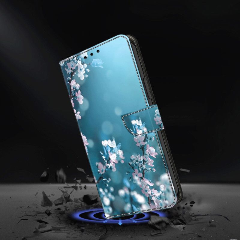 Folio Deksel Til Xiaomi Redmi Note 13 4g Plommeblomster