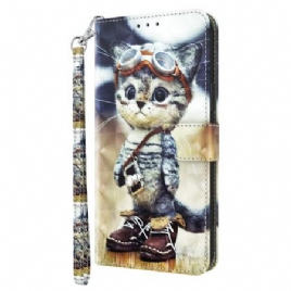 Folio Deksel Xiaomi Redmi Note 13 4g Aviator Cat Med Stropp Beskyttelse Deksel