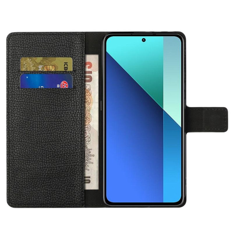 Folio Deksel Xiaomi Redmi Note 13 4g Litchi-tekstur Med Stropp Beskyttelse Deksel