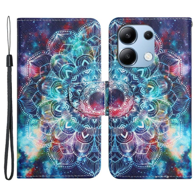 Folio Deksel Xiaomi Redmi Note 13 4g Stjernehimmel Og Lanyard Mandala Beskyttelse Deksel