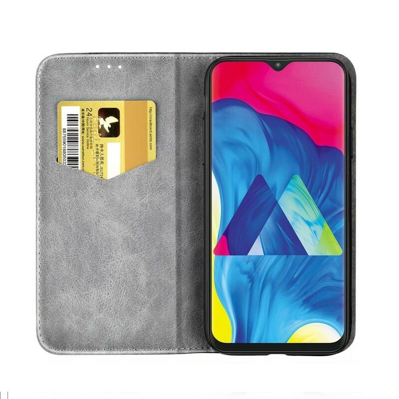 Beskyttelse Deksel Til Samsung Galaxy A10 Folio Deksel Faux Skinnknapp Svart