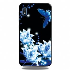Deksel Til Samsung Galaxy A10 Sommerfugl Og Blå Blomster
