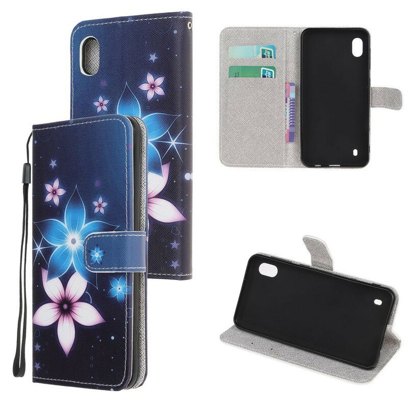 Folio Deksel Til Samsung Galaxy A10 Med Kjede Lunar Strap Blomster