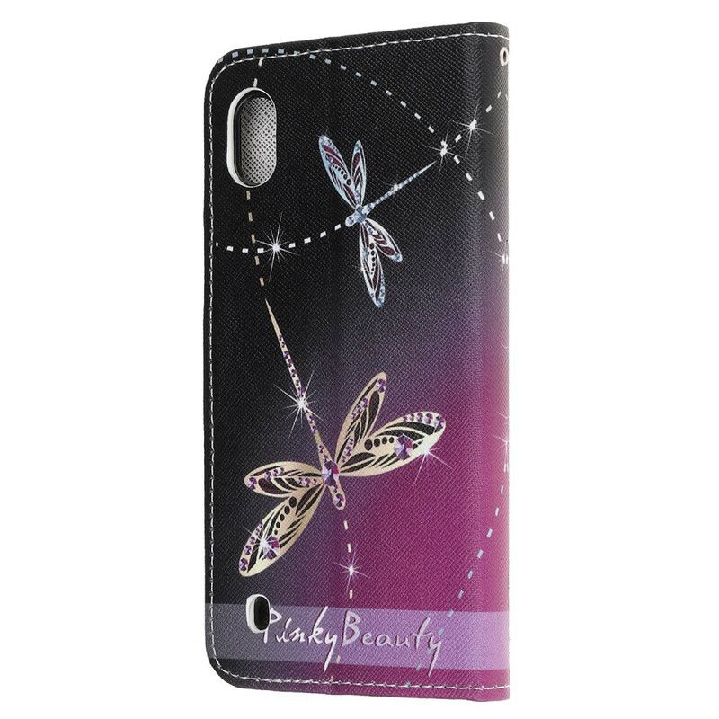 Folio Deksel Til Samsung Galaxy A10 Med Kjede Thong Dragonflies