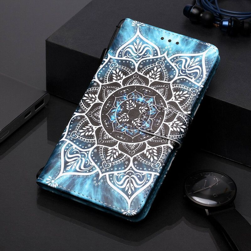 Folio Deksel Til Xiaomi Redmi 7A Med Kjede Svart Strappy Mandala