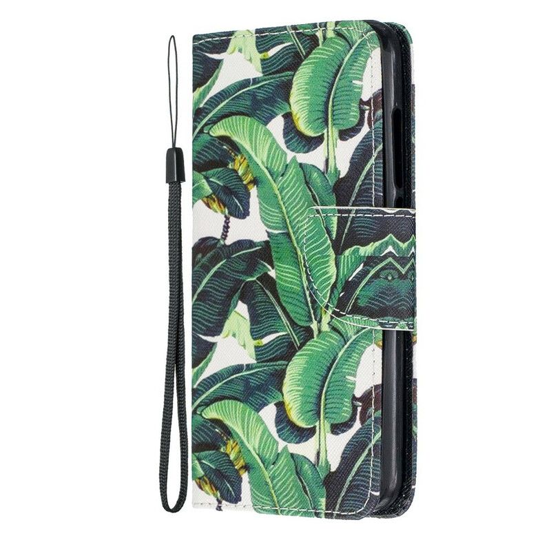 Folio Deksel Til Xiaomi Redmi 7A Med Kjede Tropical Leaves Strap