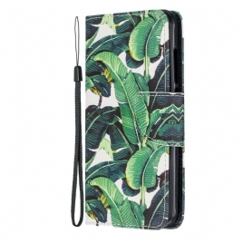 Folio Deksel Til Xiaomi Redmi 7A Med Kjede Tropical Leaves Strap