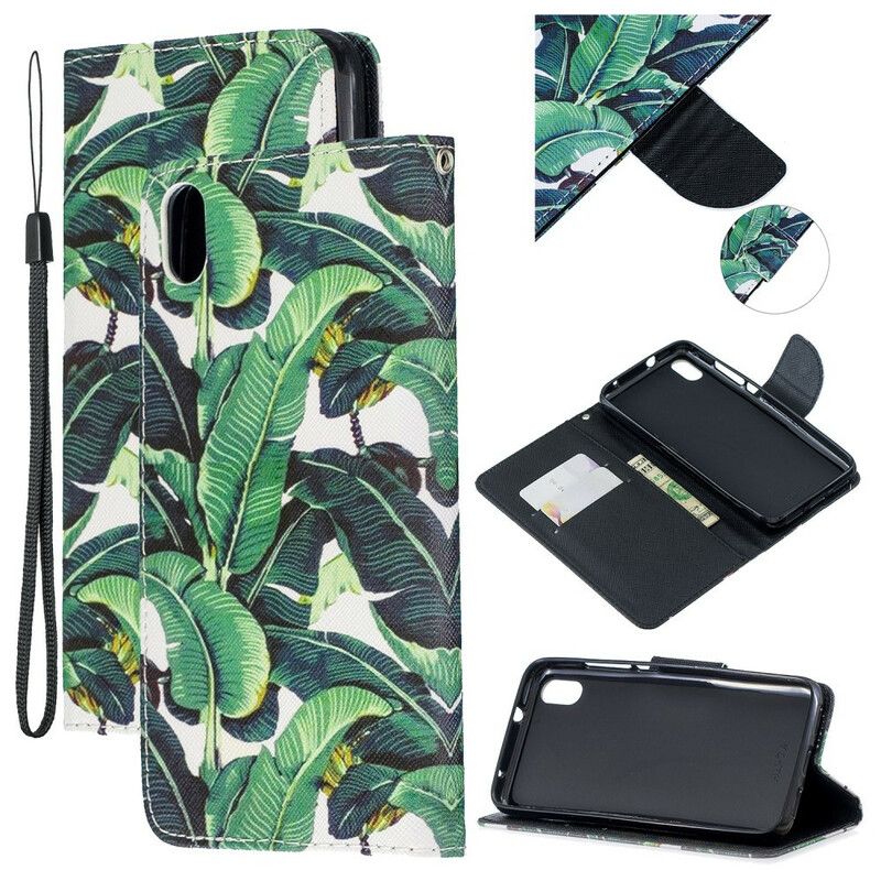 Folio Deksel Til Xiaomi Redmi 7A Med Kjede Tropical Leaves Strap