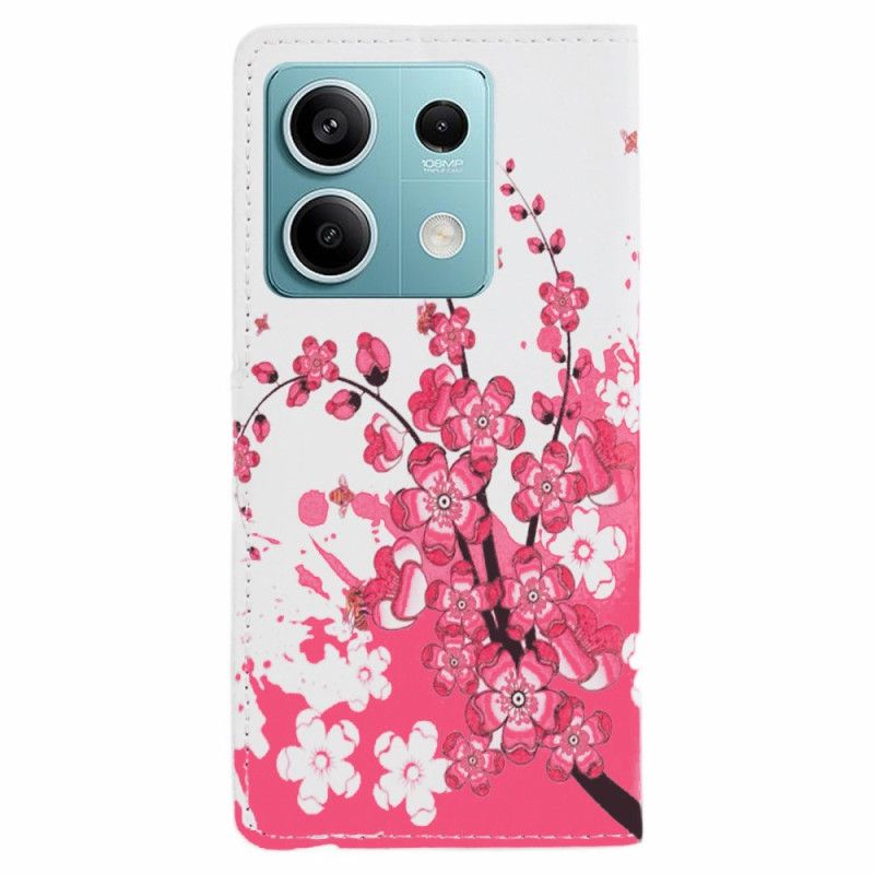 Folio Deksel Xiaomi Redmi Note 13 Pro 5g Plommeblomster Beskyttelse Deksel