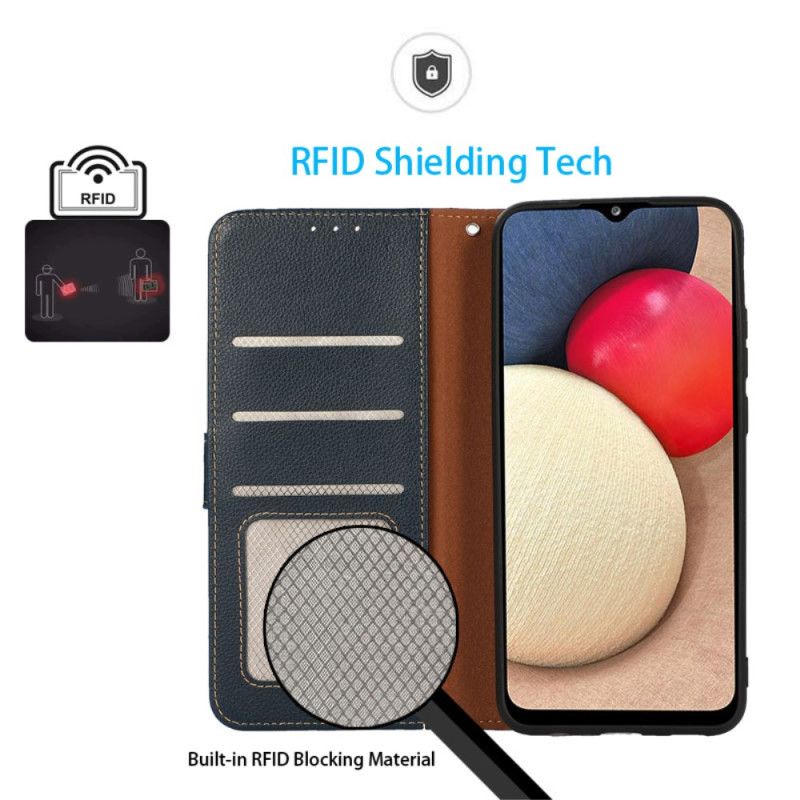 Folio Deksel Til Realme C35 Med Kjede Khazneh Lychee Texture Rfid-stropp