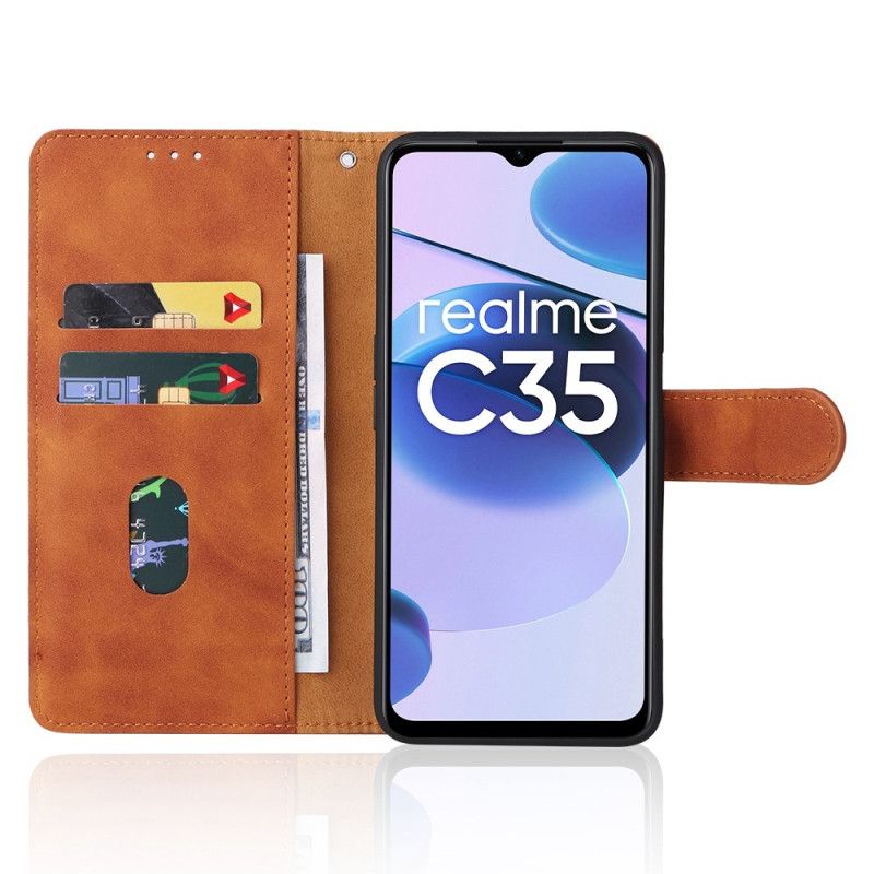 Lærdeksel Til Realme C35 Med Kjede Skin-touch Føles Strappy