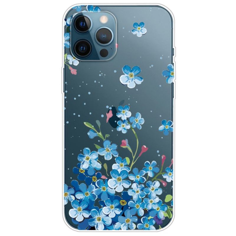 Deksel Til iPhone 14 Pro Transparente Blå Blomster