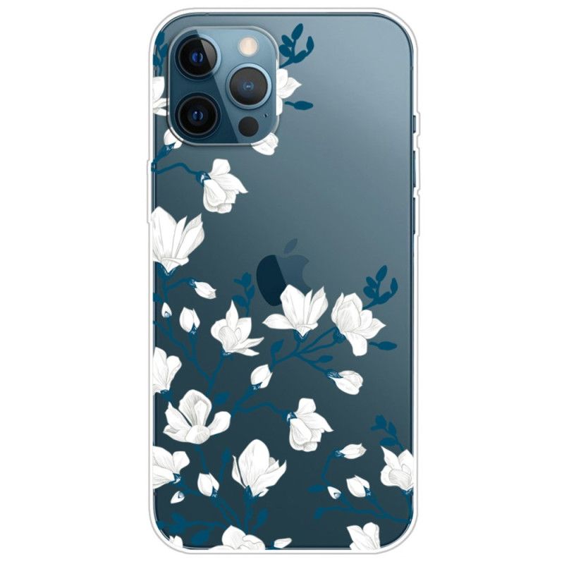 Deksel Til iPhone 14 Pro Transparente Hvite Blomster
