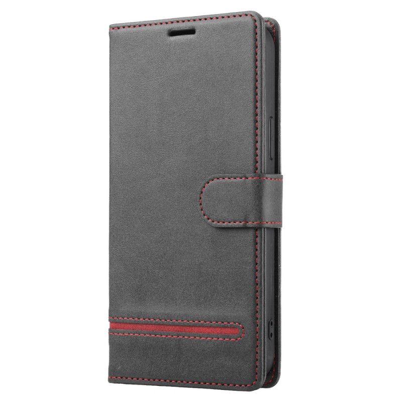 Folio Deksel Til iPhone 14 Pro Line Leather Effect