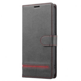 Folio Deksel Til iPhone 14 Pro Line Leather Effect