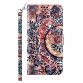 Folio Deksel Til iPhone 14 Pro Med Kjede Fargerik Strappy Mandala