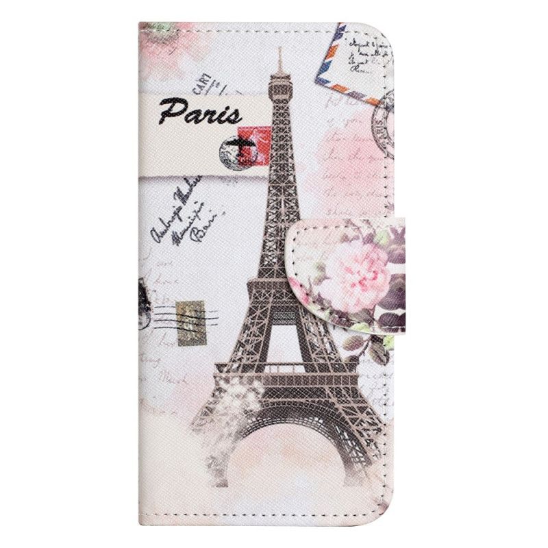Folio Deksel Til iPhone 14 Pro Vintage Eiffeltårnet