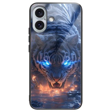 Deksel iPhone 16 Plus Tigertrykt Herdet Glass