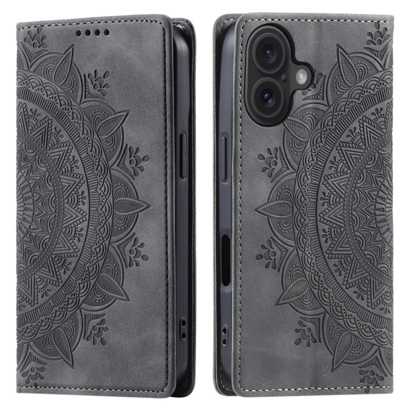 Folio Deksel iPhone 16 Plus Mandala Semsket Skinneffekt Beskyttelse Deksel