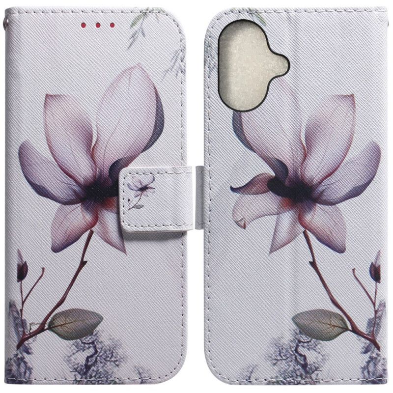 Folio Deksel iPhone 16 Plus Rosa Blomst Beskyttelse Deksel