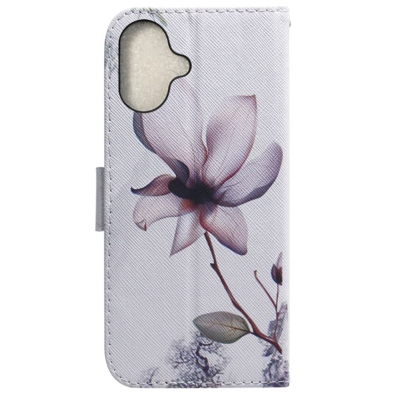 Folio Deksel iPhone 16 Plus Rosa Blomst Beskyttelse Deksel