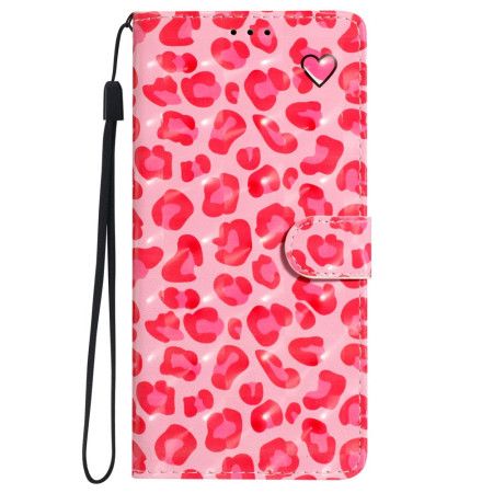 Folio Deksel iPhone 16 Plus Rosa Leopardtrykk Med Stropp Beskyttelse Deksel