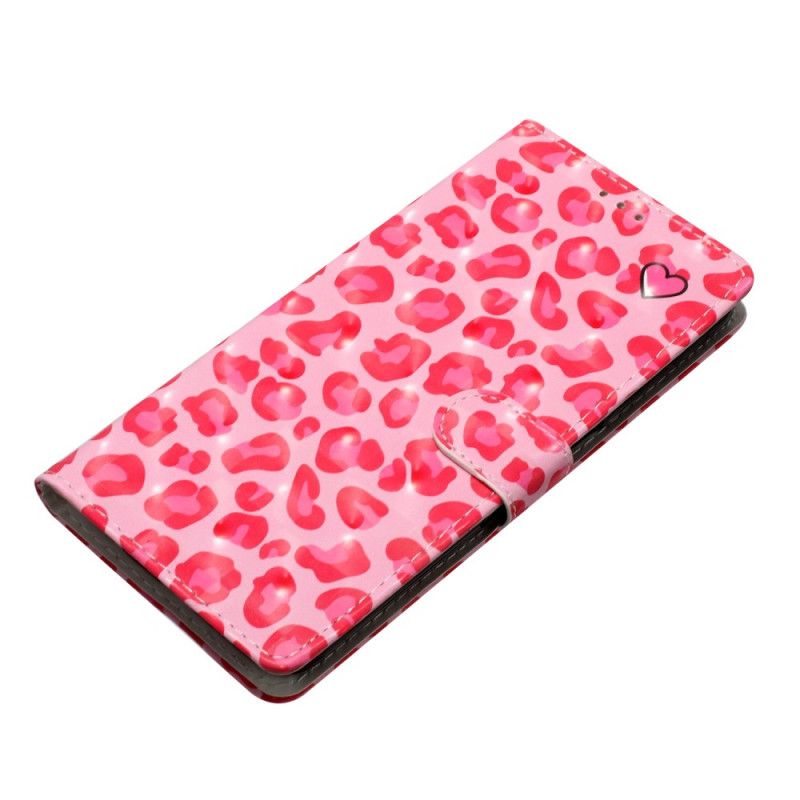 Folio Deksel iPhone 16 Plus Rosa Leopardtrykk Med Stropp Beskyttelse Deksel