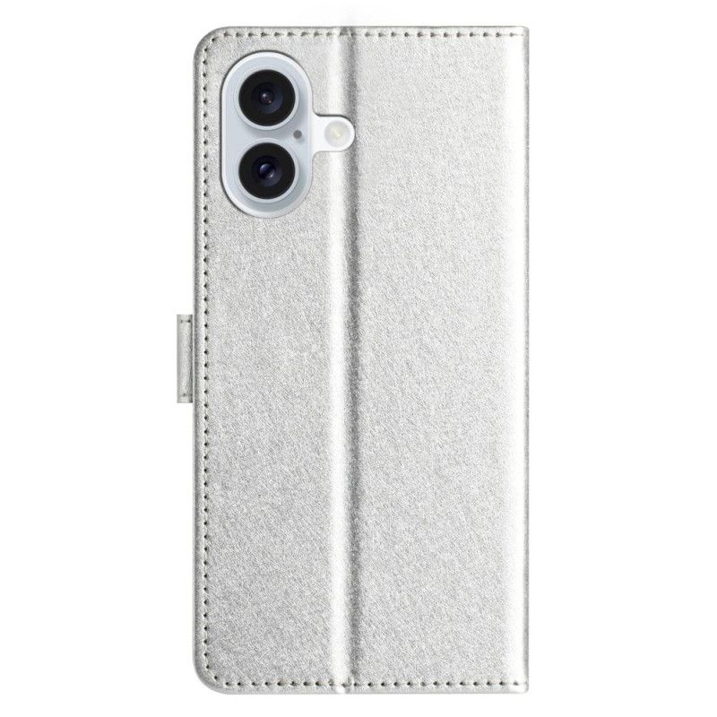 Folio Deksel iPhone 16 Plus Strappy Silk Texture