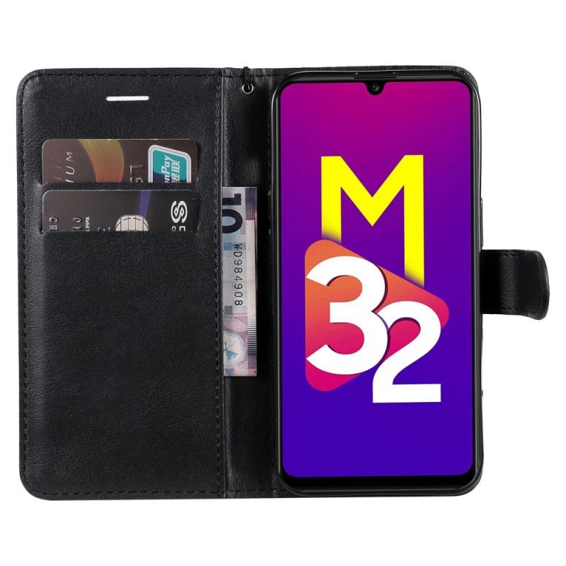 Folio Deksel Til Samsung Galaxy M32 Med Kjede Solid Color Series-rem