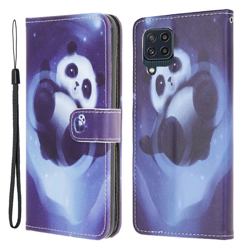 Folio Deksel Til Samsung Galaxy M32 Med Kjede Thong Space Panda