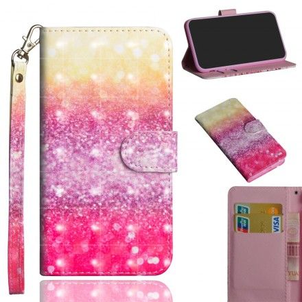 Folio Deksel Til Samsung Galaxy J4 Plus Magenta Glittergradient