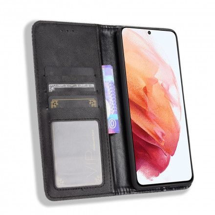 Beskyttelse Deksel Til Samsung Galaxy S21 Plus 5G Folio Deksel Vintage Stilisert Skinneffekt