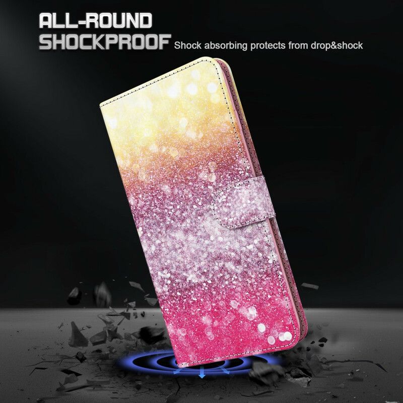 Folio Deksel Til Samsung Galaxy S21 Plus 5G Magenta Glittergradient