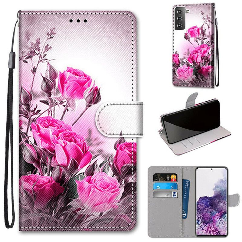 Folio Deksel Til Samsung Galaxy S21 Plus 5G Magiske Blomster