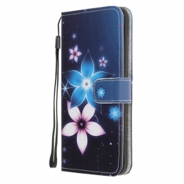 Lærdeksel Til Samsung Galaxy M21 Med Kjede Lunar Strap Blomster