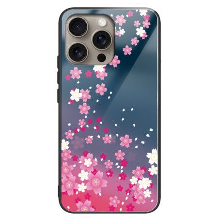 Deksel iPhone 16 Pro Rosa Blomster I Herdet Glass