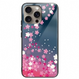 Deksel iPhone 16 Pro Rosa Blomster I Herdet Glass