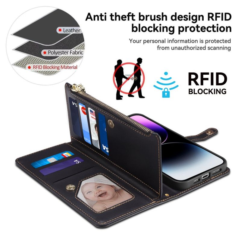 Folio Deksel iPhone 16 Pro Galaxy Series Rfid-blokkeringslommebok Beskyttelse Deksel