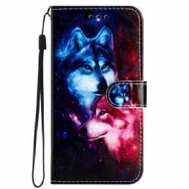 Folio Deksel iPhone 16 Pro Lanyard Wolves Beskyttelse Deksel