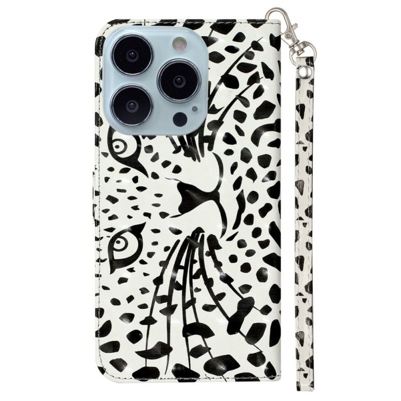 Folio Deksel iPhone 16 Pro Leopardhode Med Stropp